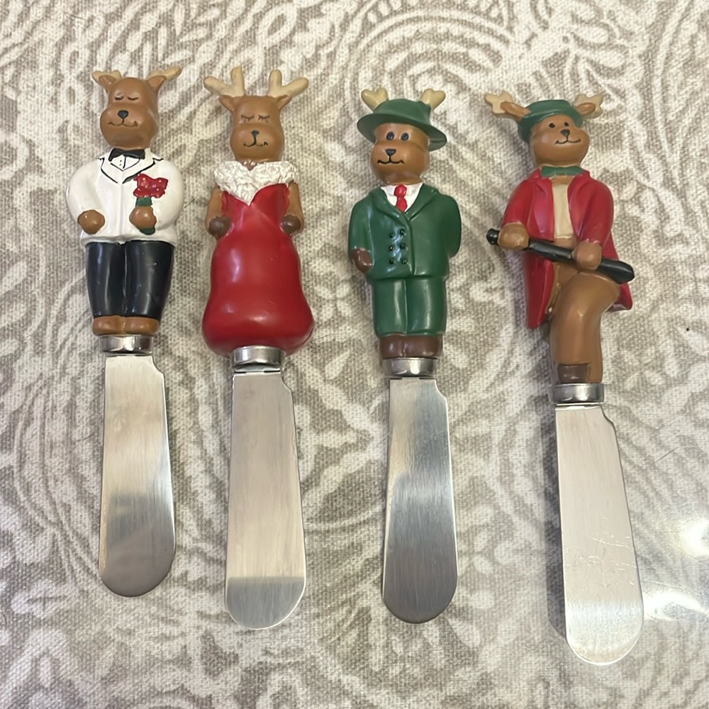 Christmas Themed Cheese Spreaders. Set Of 4‎ sophisticated REINDEER  Stainless